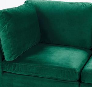 Narożnik modułowy lewostronny 6-osobowy sofa welurowa z otomaną zielony Evja Beliani