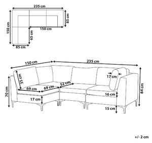 Narożnik modułowy prawostronny 4-osobowa sofa welurowa różowy Evja Beliani