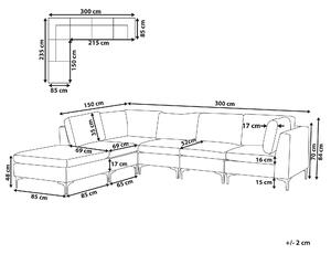 Narożnik modułowy prawostronny 5-osobowa sofa welurowa z otomaną różowy Evja Beliani