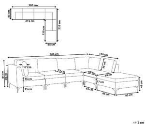 Narożnik modułowy lewostronny 5-osobowa sofa welurowa z otomaną różowy Evja Beliani