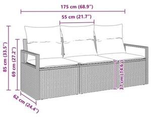 Zestaw sof 3 szt. szary polirattan