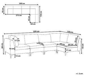 Narożnik modułowy lewostronny 5-osobowa sofa welurowa szary Evja Beliani
