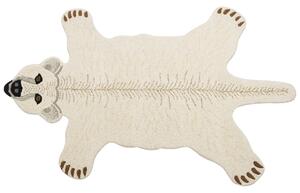 Dywan do pokoju dziecięcego wełniany bawełniany tył ręcznie robiony motyw niedźwiedzia 100 x 160 cm biały Taqqik Beliani
