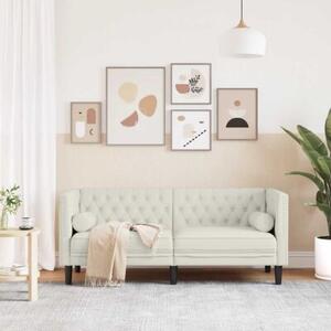 Sofa chesterfield z waÅkami, dwuosobowa, kremowa, aksamit
