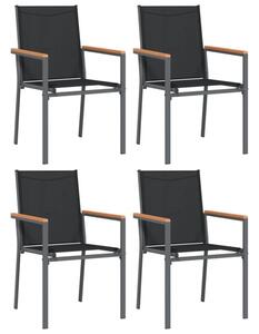 Krzesła ogrodowe, 4 szt, czarne, 55x61,5x90cm, textilene i stal