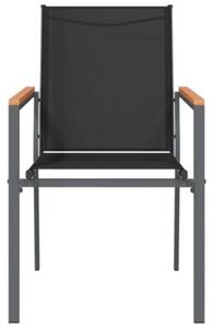 Krzesła ogrodowe, 4 szt, czarne, 55x61,5x90cm, textilene i stal