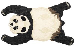 Dywan do pokoju dziecięcego wełniany bawełniany tył ręcznie robiony motyw pandy 100 x 160 cm biało-czarny Jingking Beliani