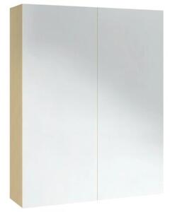 Szafka łazienkowa z lustrem, 60x15x75 cm, mdf, biel i dąb