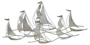 Nowoczesna dekoracja ścienna metalowa łódki srebrna Americium Beliani