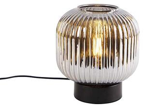 Lampa stołowa Art Deco czarna z przydymionym szkłem - Karel Oswietlenie wewnetrzne