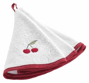 Czerwono-biały bawełniany ręcznik frotte 60 cm Cerisette – douceur d'intérieur