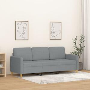 Sofa 3-osobowa, jasnoszara, 180 cm, tapicerowana tkaninÄ