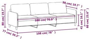 Sofa 3-osobowa, jasnoszara, 180 cm, tapicerowana tkaninÄ