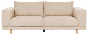3-osobowa sofa kanapa sztruksowa szerokie podłokietniki oparcie z poduchami beżowa Nivala Beliani