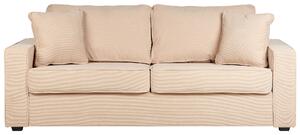 Sofa 3-osobowa kanapa sztruksowa oparcie z poduch ozdobne poduszki beżowa Falun Beliani