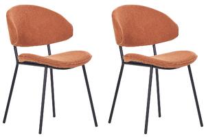 Zestaw 2 nowoczesnych krzeseł do jadalni tapicerowane bez podłokietników pomarańczowy Kiana Beliani