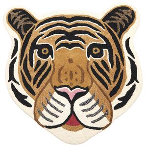 Dywan do pokoju dziecięcego wełniany bawełniany tył ręcznie robiony motyw tygrysa 120 x 110 cm beżowy Parker Beliani