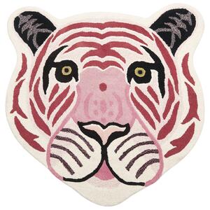 Dywan do pokoju dziecięcego wełniany bawełniany tył ręcznie robiony motyw tygrysa 120 x 110 cm różowy Parker Beliani