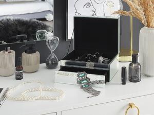 Szkatułka na biżuterię lustrzana srebrna szkło 22 x 17 cm z szufladką Kofi Beliani