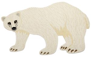 Dywan do pokoju dziecięcego wełniany bawełniany tył ręcznie robiony motyw niedźwiedzia polarnego 100 x 160 cm bialy Iorek Beliani