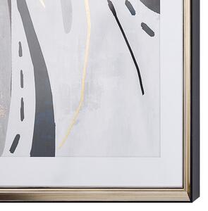 Obraz w ramce szary z miedzianą ramą 60 x 80 cm efekt akwareli Hidmo Beliani