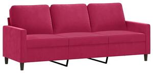 Sofa 3-osobowa, winna czerwieÅ, 180 cm, obita aksamitem