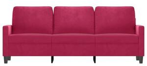 Sofa 3-osobowa, winna czerwieÅ, 180 cm, obita aksamitem
