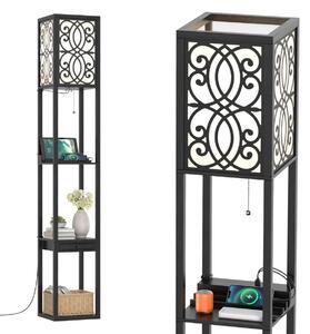 Lampa podłogowa z gniazdem elektrycznym i USB