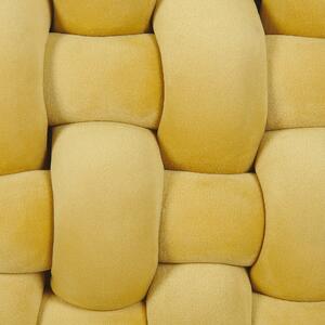 Poduszka supeł nowoczesna żółta welurowa wiązana pleciona kwadratowa 30 x 30 cm Sirali Beliani