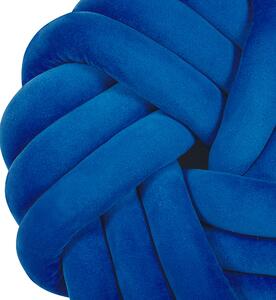 Poduszka supeł nowoczesna niebieska welurowa wiązana pleciona 30 x 30 cm Akola Beliani