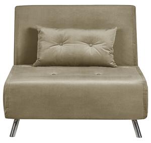 Sofa rozkładana welurowa z funkcją spania poduszką 1-osobowa zielona oliwkowa Farris Beliani