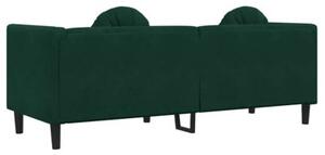 Sofa 3-osobowa z poduszkami, ciemnozielona, aksamit