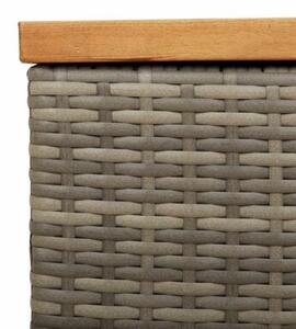 Skrzynia ogrodowa, szara, 110x50x54 cm, polirattan i akacja
