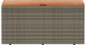 Skrzynia ogrodowa, szara, 110x50x54 cm, polirattan i akacja