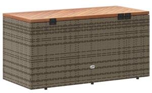 Skrzynia ogrodowa, szara, 110x50x54 cm, polirattan i akacja