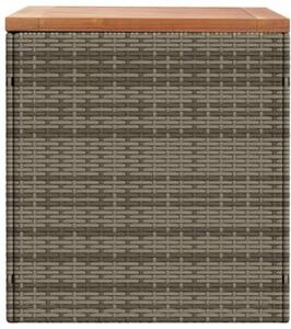 Skrzynia ogrodowa, szara, 110x50x54 cm, polirattan i akacja