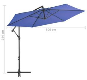 Parasol wiszący z aluminiowym słupkiem, 300 cm, niebieski