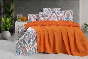 Pomarańczowa bawełniana narzuta 220x240 cm Waffle – Mila Home