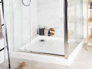 Antypoślizgowy brodzik prysznicowy z syfonem biały 80 x 80 x 7 cm Esteli Beliani
