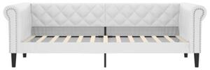 Sofa z funkcją spania, biała, 100x200 cm, sztuczna skóra
