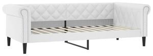 Sofa z funkcją spania, biała, 100x200 cm, sztuczna skóra