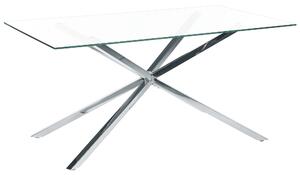 Nowoczesny stół do jadalni 60 x 90 cm szklany blat przeźroczysty srebrne nóżki Cora Beliani