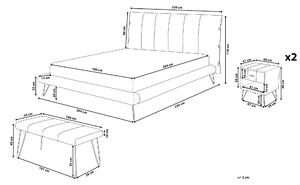 Zestaw do sypialni ekoskóra ławka szafka nocna łóżko 180 x 200 cm beżowe Betin Beliani