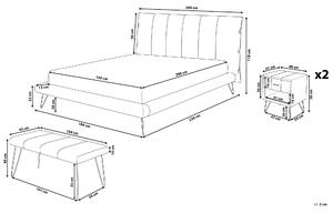 Zestaw do sypialni ekoskóra ławka szafka nocna łóżko 160 x 200 cm białe Betin Beliani