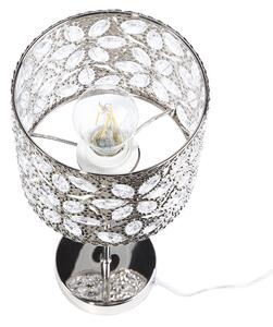 Lampa stołowa dekoracyjna lampka metalowy klosz kryształki srebrna Sajo S Beliani