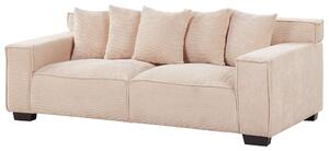 Sofa łososiowa z poduszkami sztruksowa grube siedzisko retro do salonu Viskan Beliani