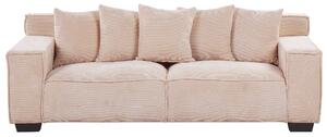 Sofa łososiowa z poduszkami sztruksowa grube siedzisko retro do salonu Viskan Beliani