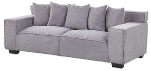 Sofa jasnoszara z poduszkami sztruksowa grube siedzisko retro do salonu Viskan Beliani
