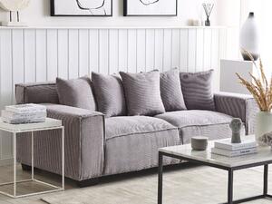 Sofa jasnoszara z poduszkami sztruksowa grube siedzisko retro do salonu Viskan Beliani