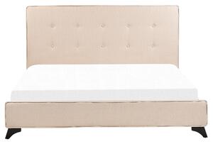 Nowoczesne łóżko tapicerowane stelaż 160 x 200 cm pikowane wezgłowie beżowe Ambassador Beliani